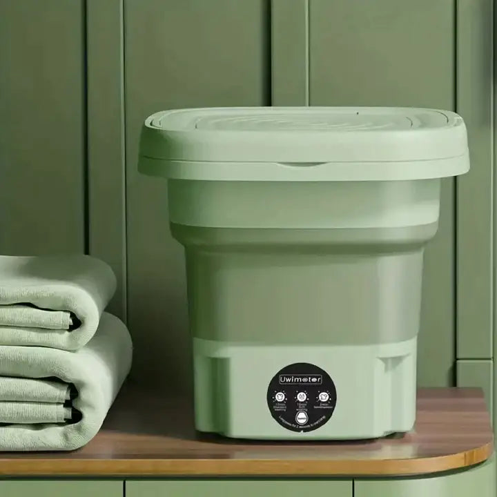 Mini machine à laver pliable 8 L avec essorage, vert