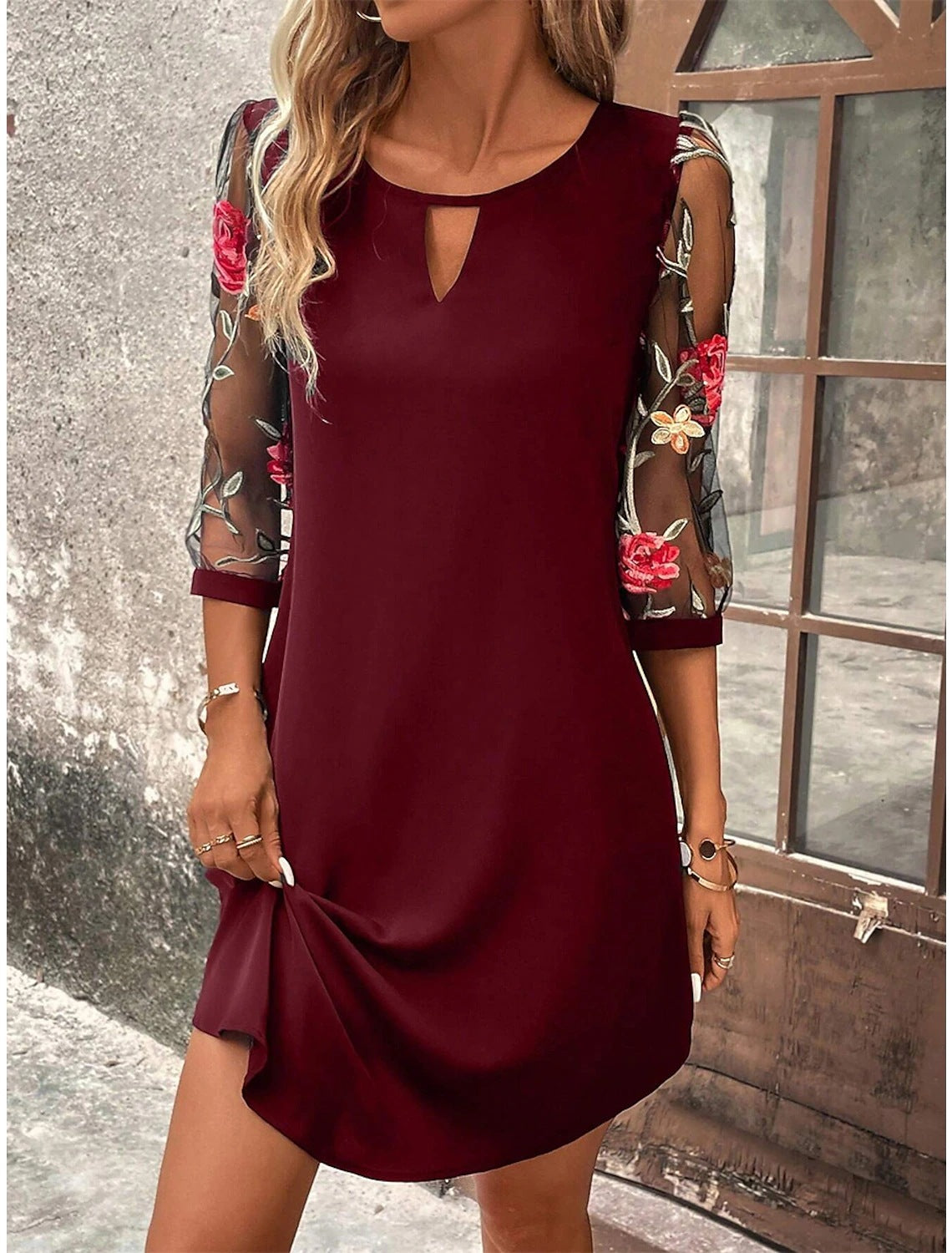 Robe chemise courte à imprimé fleuri, quatre coloris