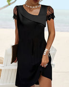 Petite robe noire courte et ajustée pour la soirée, du S au 5XL, noir