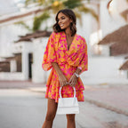 Robe courte femme, sept coloris, du S au 2XL, orange