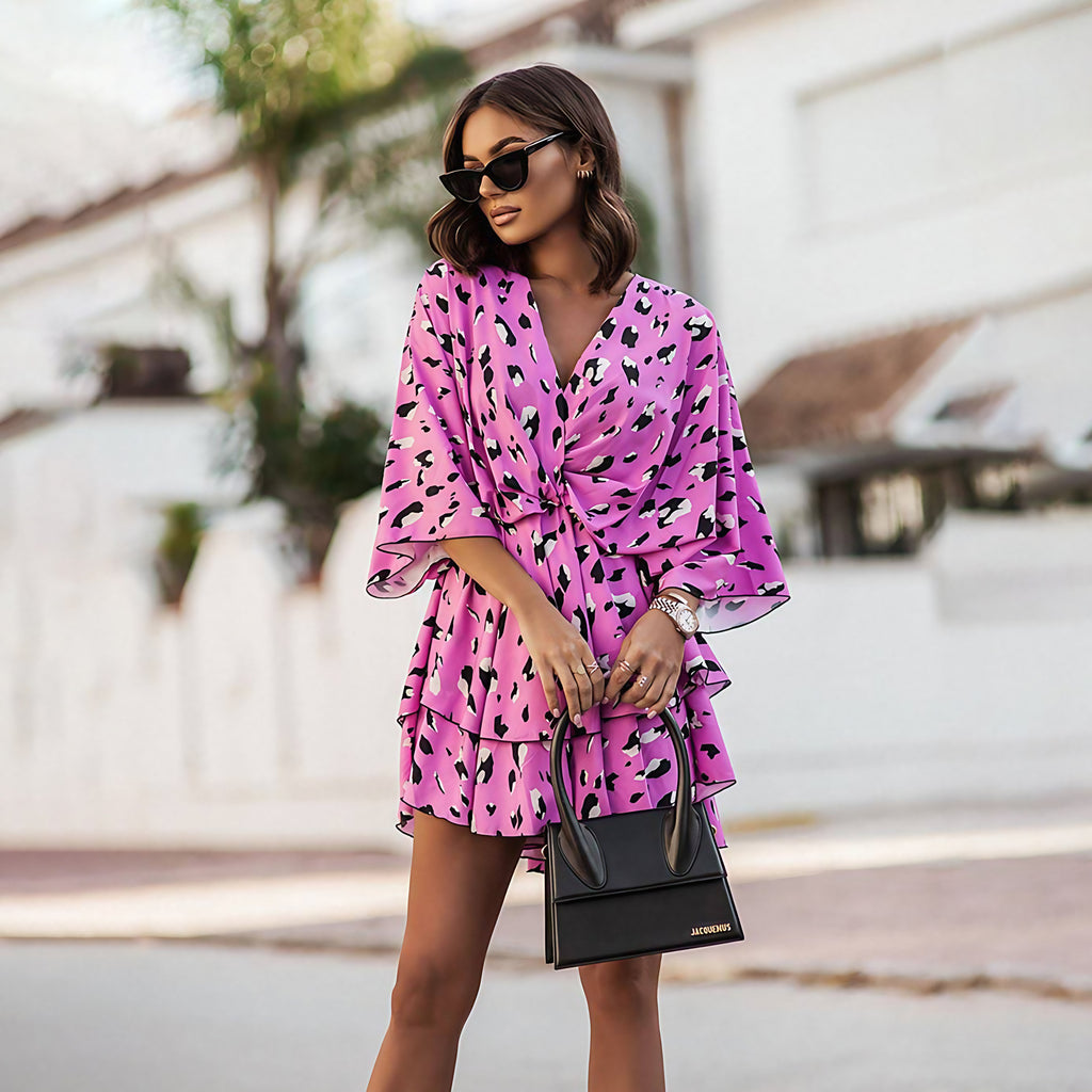 Robe courte femme, sept coloris, du S au 2XL, rose