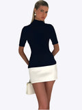 Mini robe noire ajustée femme à manches longues, noir