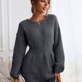 Robe pull courte femme ajustée, manches longues, trois coloris, gris