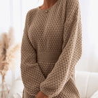 Robe pull courte femme ajustée, manches longues, trois coloris