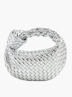 Mini sac à main tissé femme, dix coloris, argenté