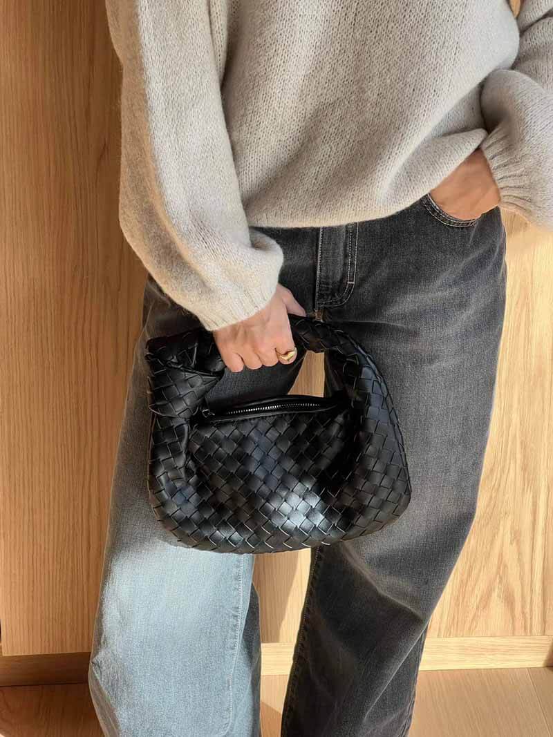 Mini sac à main tissé femme, dix coloris