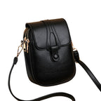 Pochette téléphone bandoulière femme en similicuir, six coloris, noir
