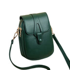 Pochette téléphone bandoulière femme en similicuir, six coloris, vert