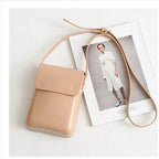 Pochette téléphone bandoulière femme en similicuir, six coloris, abricot