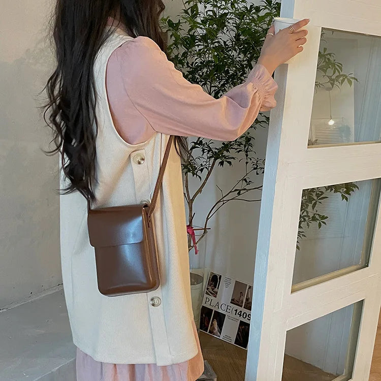 Pochette téléphone bandoulière femme en similicuir, six coloris