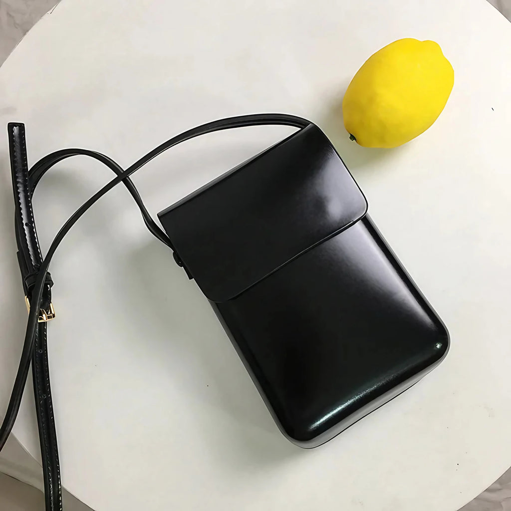 Pochette téléphone bandoulière femme en similicuir, six coloris, noir