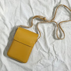 Pochette téléphone bandoulière femme en similicuir, six coloris, jaune