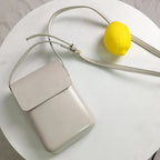 Pochette téléphone bandoulière femme en similicuir, six coloris, blanc