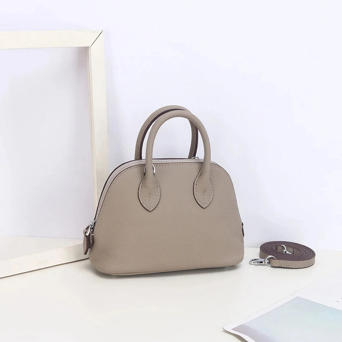 Mini sac à main femme en similicuir grainé, dix coloris, gris