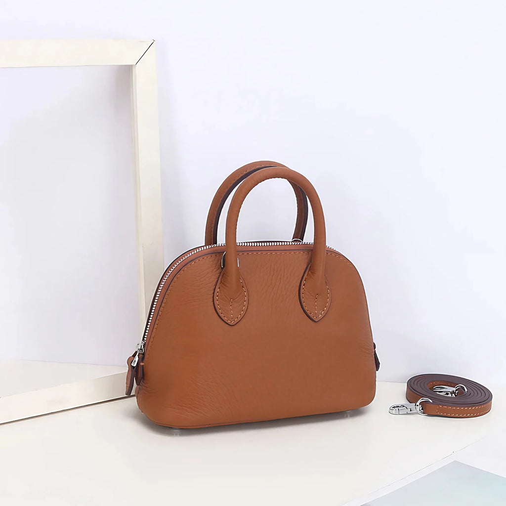Mini sac à main femme en similicuir grainé, dix coloris, marron