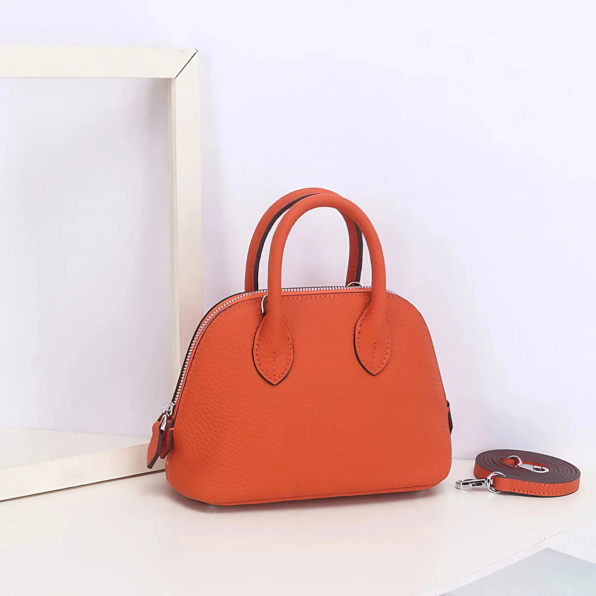 Mini sac à main femme en similicuir grainé, dix coloris, orange