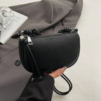 Mini sac à main femme en similicuir grainé, anse à nœud, noir