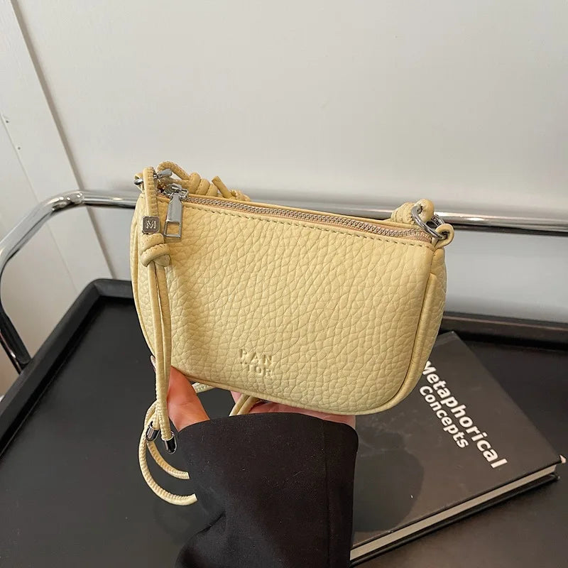 Mini sac à main femme en similicuir grainé, anse à nœud