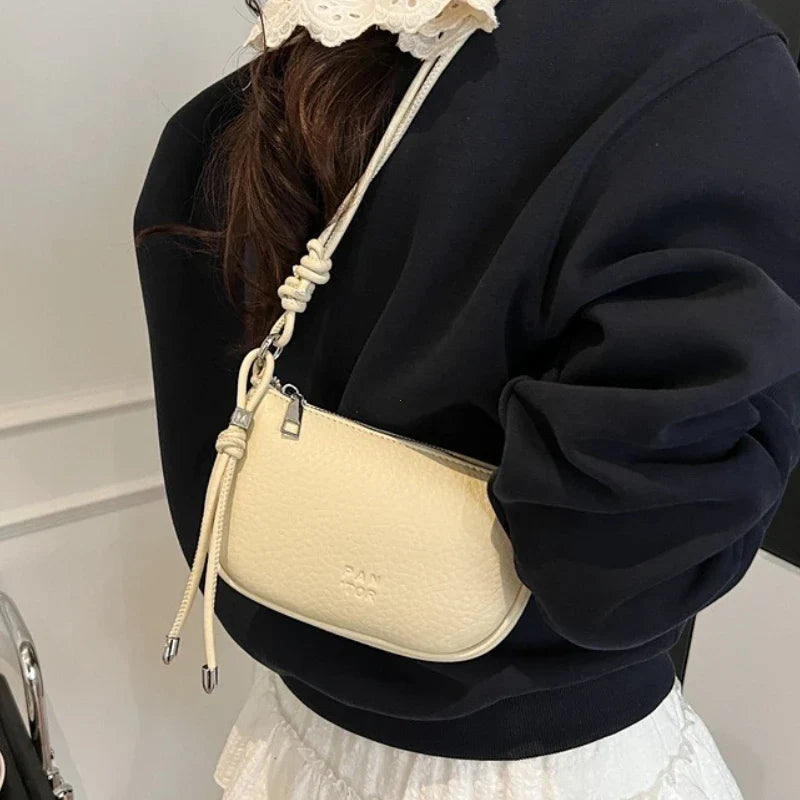 Mini sac à main femme en similicuir grainé, anse à nœud