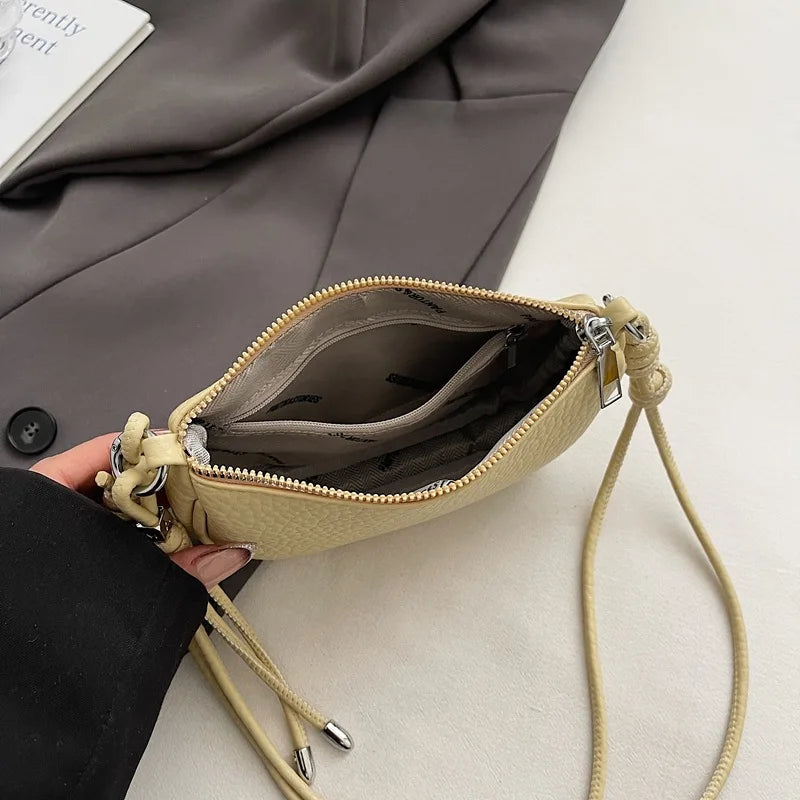 Mini sac à main femme en similicuir grainé, anse à nœud