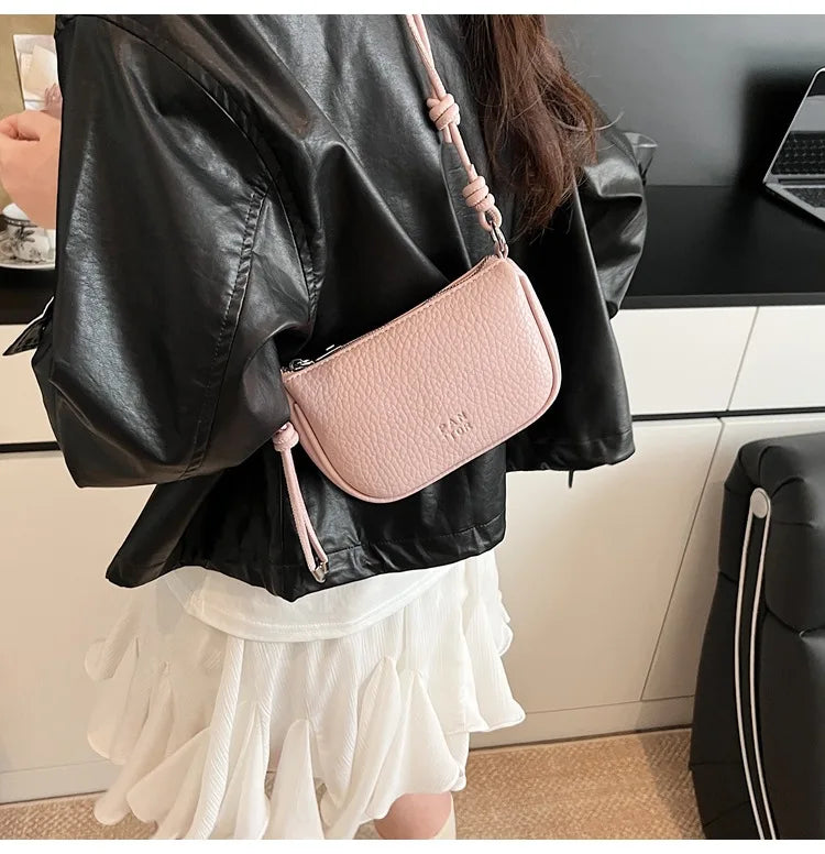 Mini sac à main femme en similicuir grainé, anse à nœud