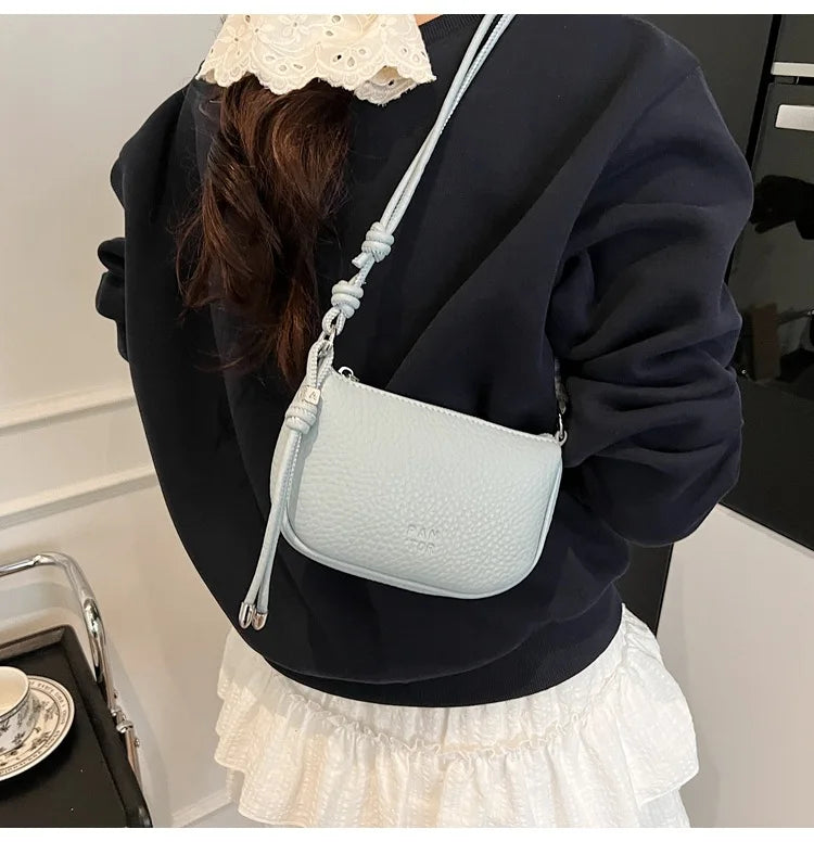 Mini sac à main femme en similicuir grainé, anse à nœud