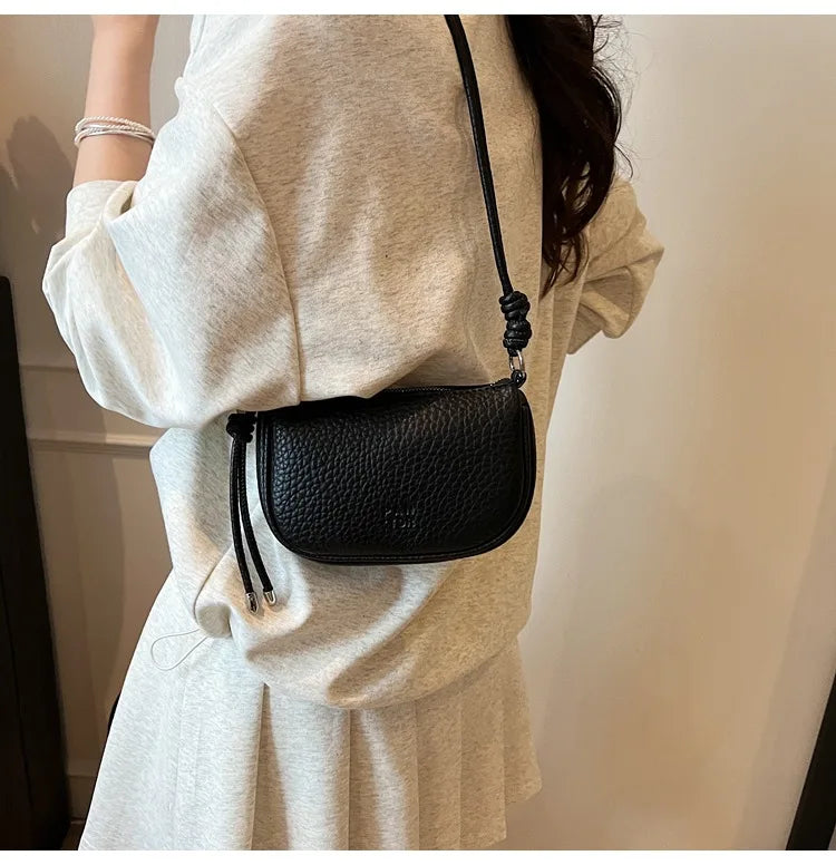 Mini sac à main femme en similicuir grainé, anse à nœud