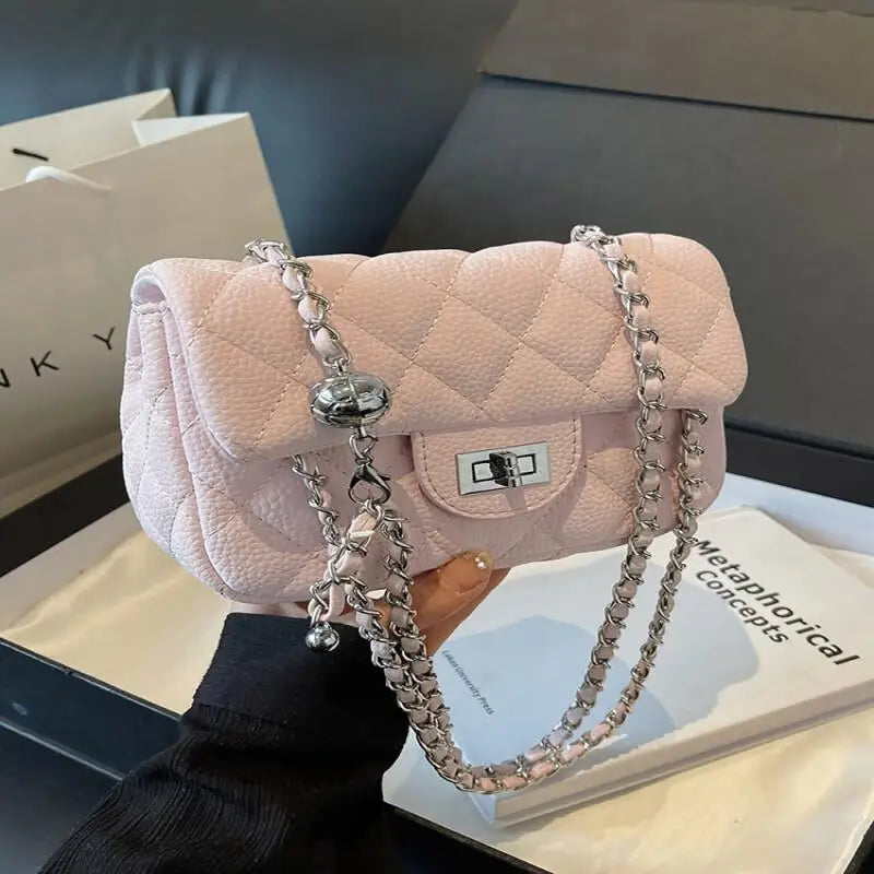 Mini sac matelassé femme à anse en maillons, 16 x 12 cm
