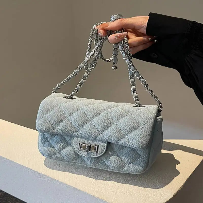 Mini sac matelassé femme à anse en maillons, 16 x 12 cm