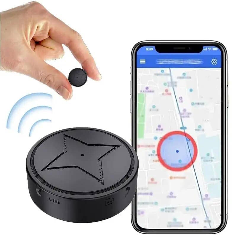 Mini traceur GPS aimanté avec micro intégré, suivi en temps réel, noir
