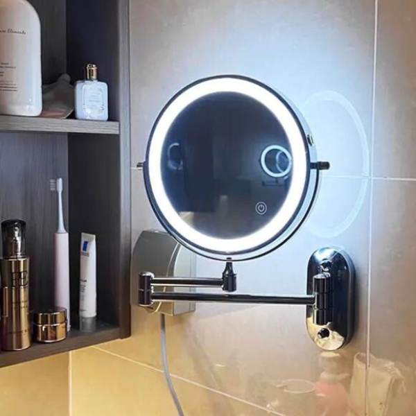 Miroir de maquillage grossissant à LED, rechargeable, x3 à x10