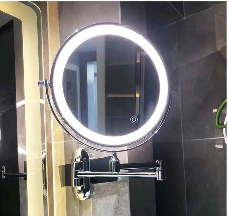 Miroir de maquillage grossissant à LED, rechargeable, x3 à x10