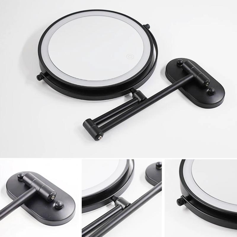 Miroir de maquillage grossissant à LED, rechargeable, x3 à x10
