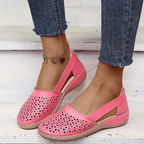 Mocassins femme à enfiler, semelle souple antidérapante, rose