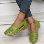 Mocassins femme à enfiler, semelle souple antidérapante, vert