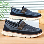 Mocassins homme sans lacets, semelle souple rainurée, bleu ou beige, bleu