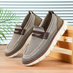 Mocassins homme sans lacets, semelle souple rainurée, bleu ou beige