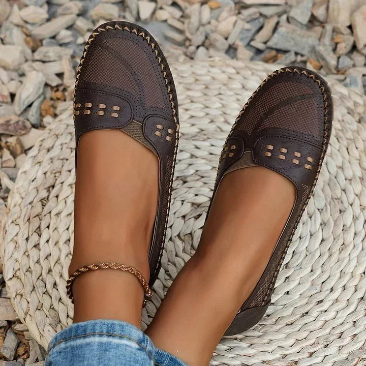 Mocassins femme chaussant large, tige ventilée, du 35 au 41