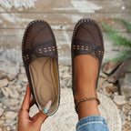 Mocassins femme chaussant large, tige ventilée, du 35 au 41, café