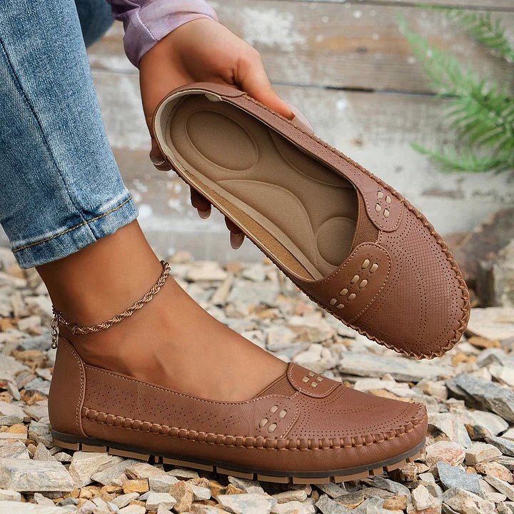 Mocassins femme chaussant large, tige ventilée, du 35 au 41