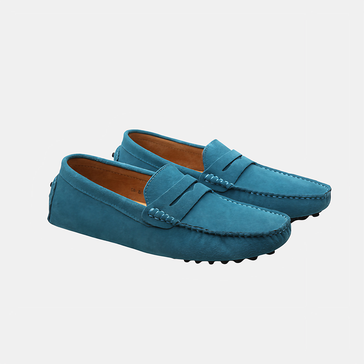 Mocassins de conduite homme à picots, aspect velouté, 9 coloris, bleu clair