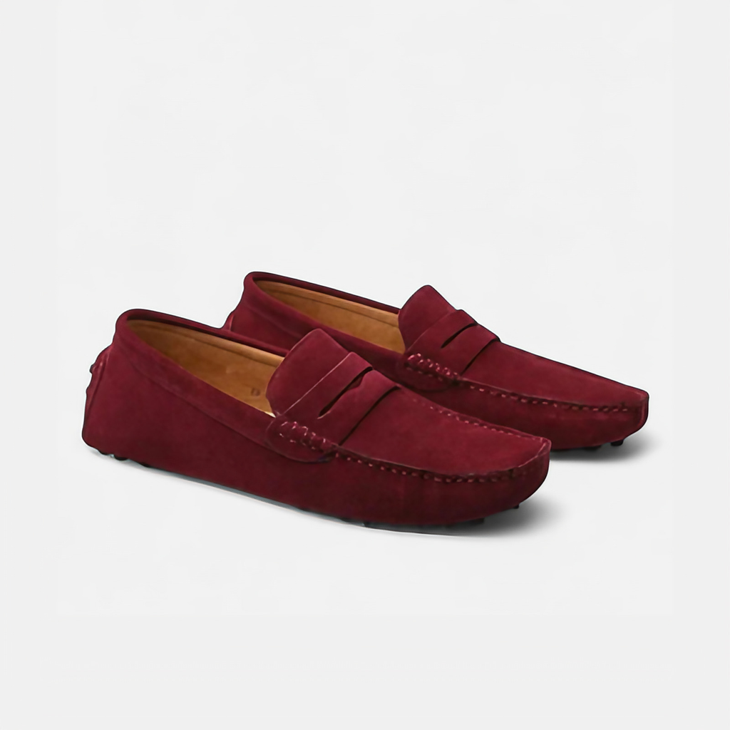 Mocassins de conduite homme à picots, aspect velouté, 9 coloris, bordeaux