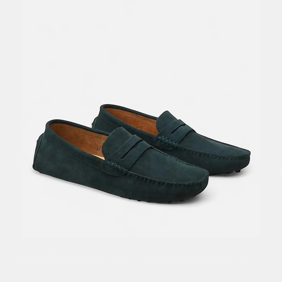 Mocassins de conduite homme à picots, aspect velouté, 9 coloris, vert foncé