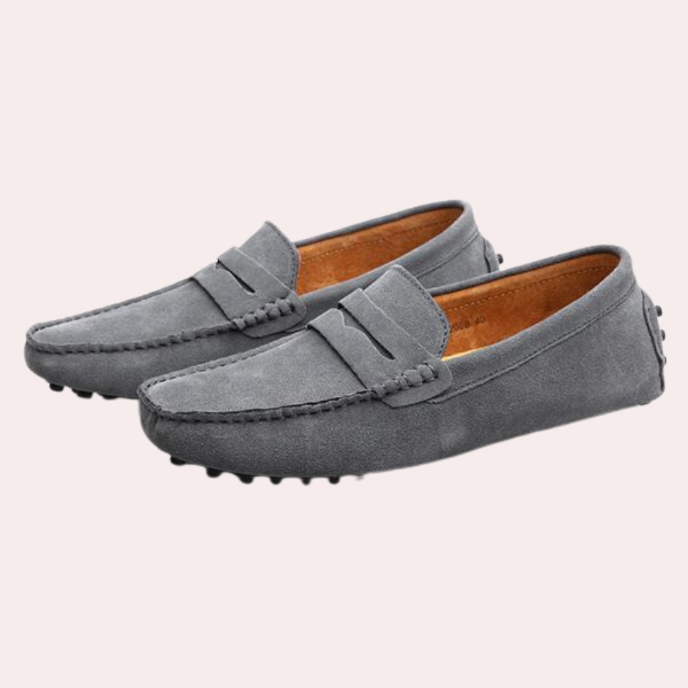 Mocassins homme à pompon, semelle à mémoire de forme, gris