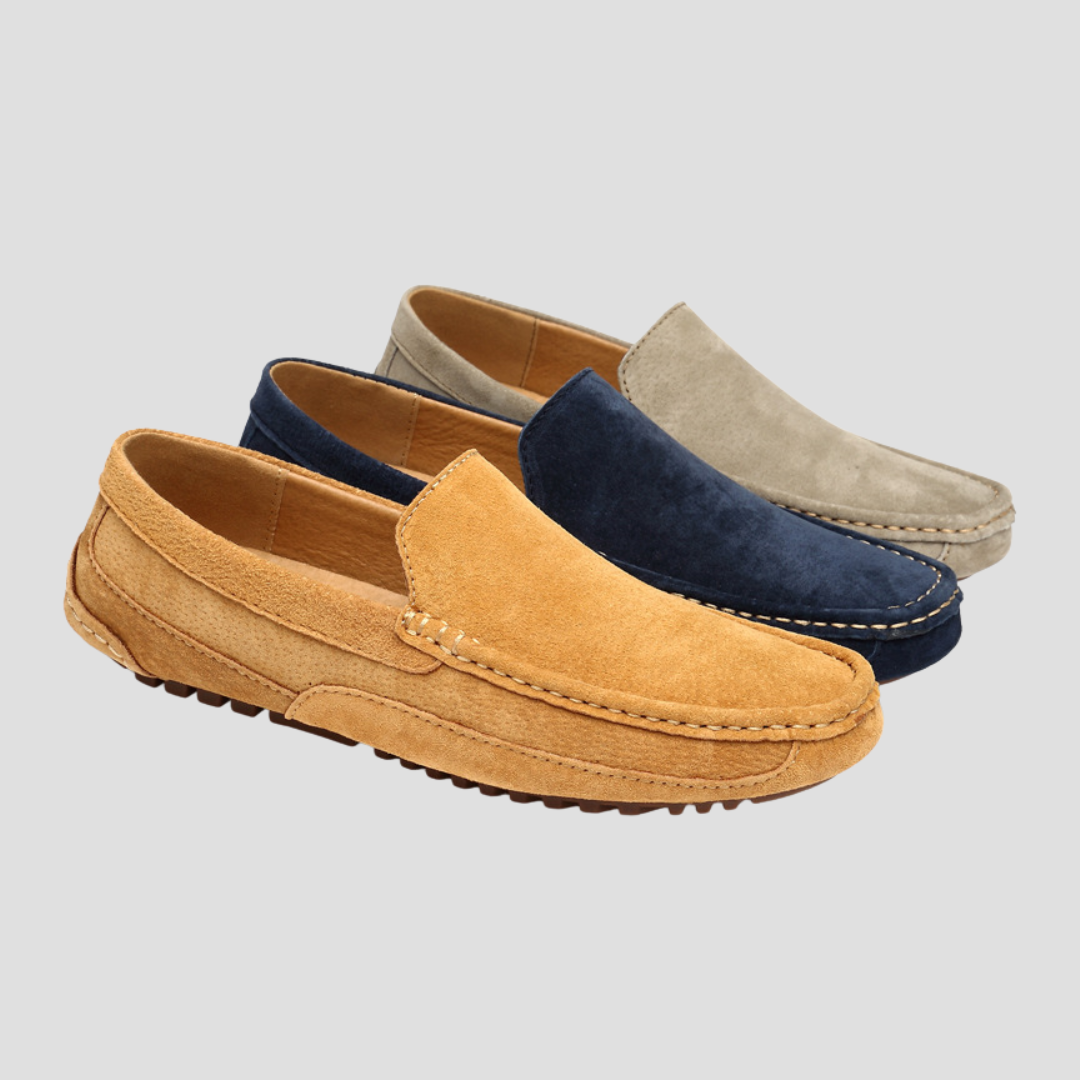 Mocassins homme semelle à picots, bout arrondi, trois coloris