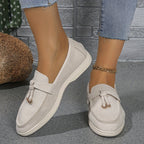 Mocassins femme à semelle épaisse et flexible, six coloris, beige
