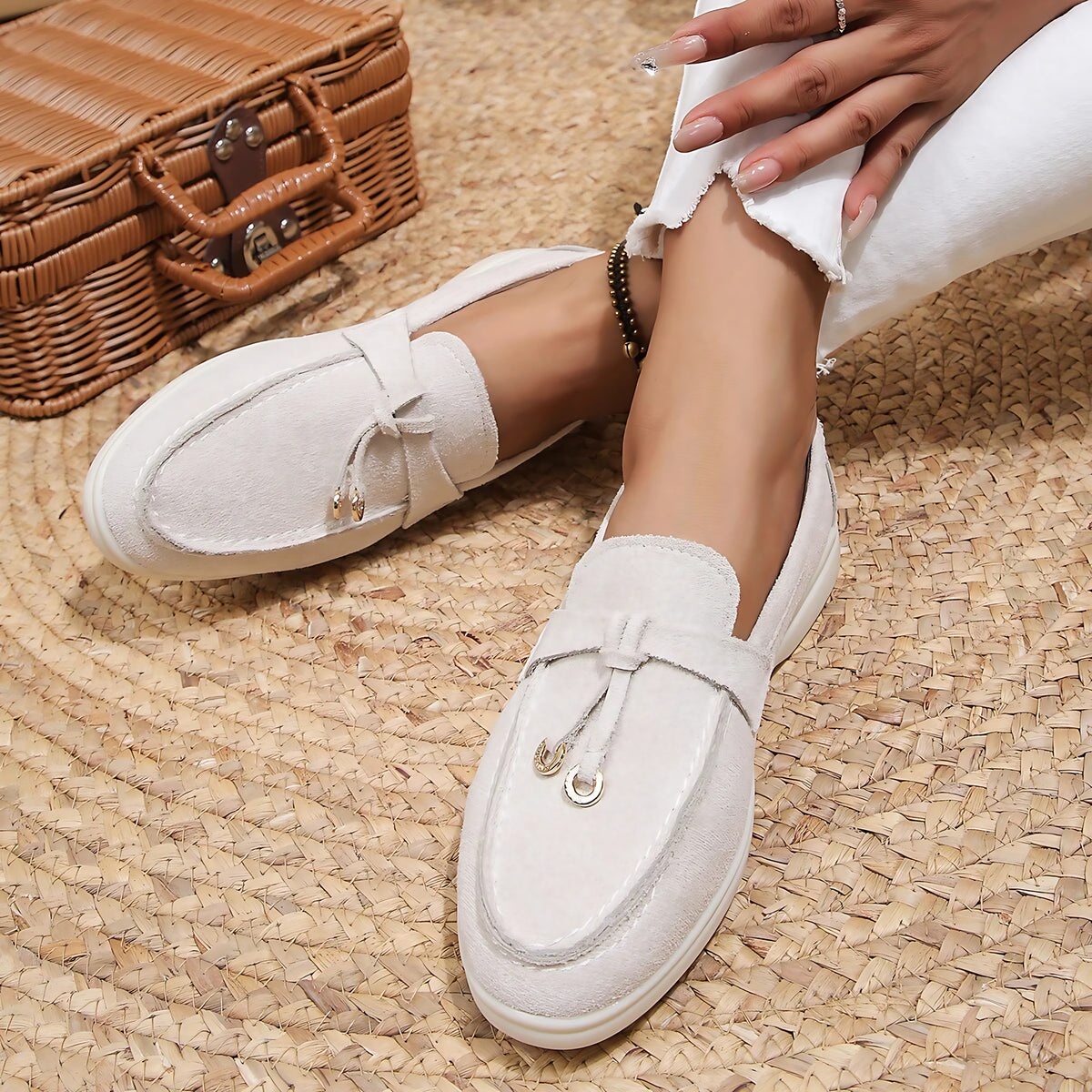 Mocassins femme classiques, huit coloris, du 36 au 43, blanc