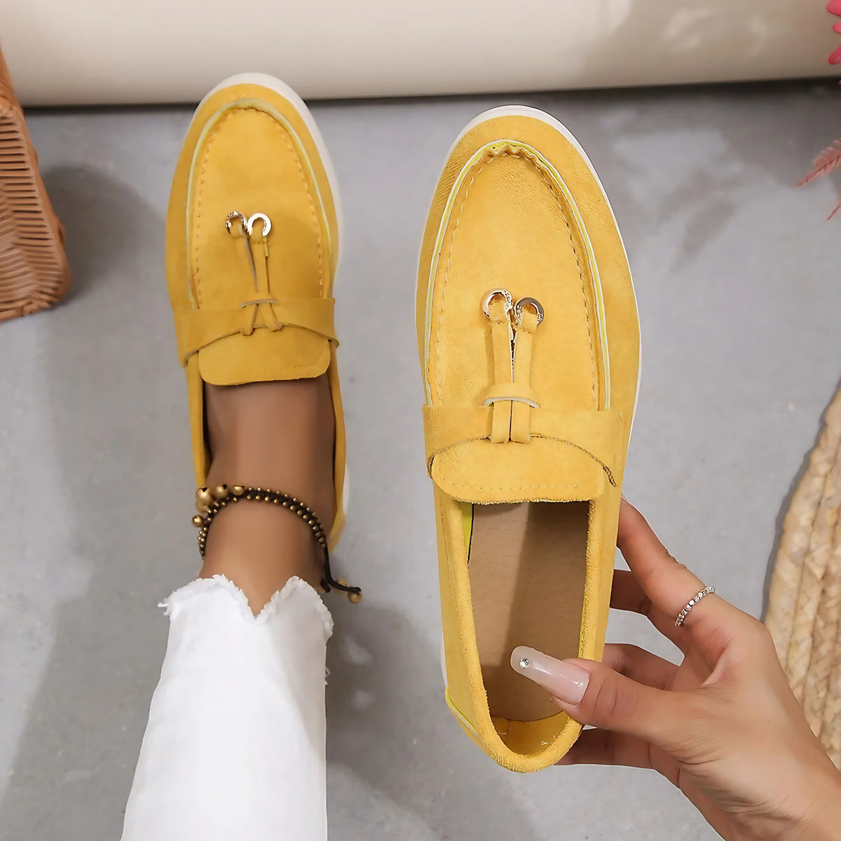Mocassins femme classiques, huit coloris, du 36 au 43, jaune