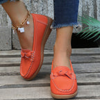 Mocassins femme à nœud, à enfiler, semelle antidérapante, orange