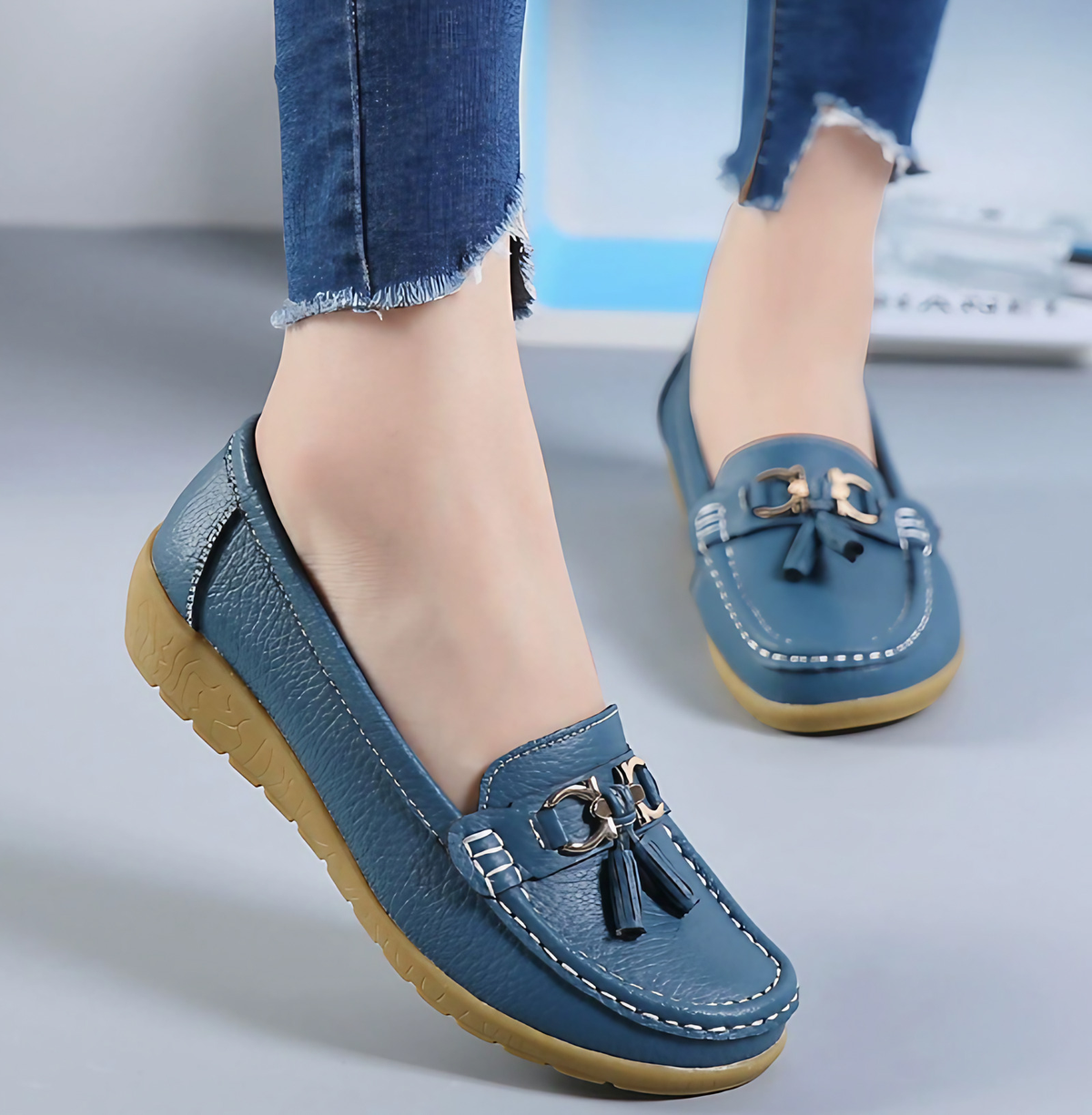 Mocassins orthopédiques femme, dix coloris, du 35 au 44, bleu clair